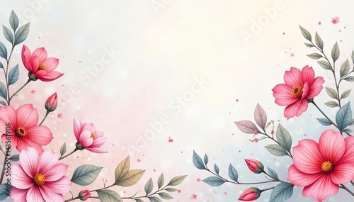 Delicate watercolor floral pattern, soft hues, floral, bloom
