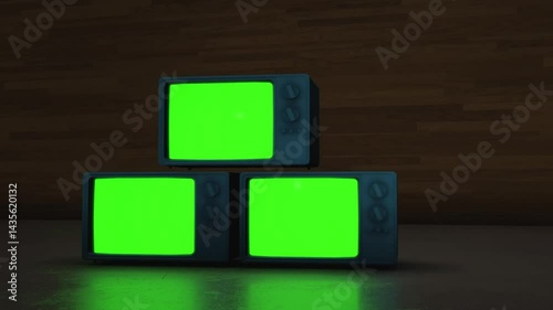 Tv retro green screen animation background
