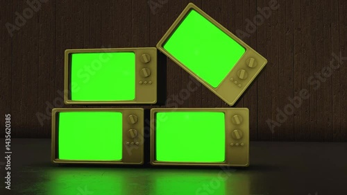 Tv retro green screen animation background