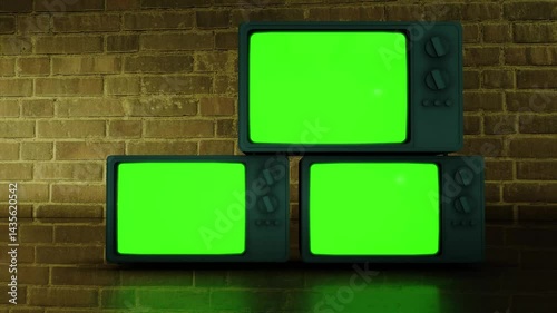 Tv retro green screen animation background