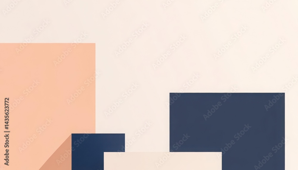 Fototapeta premium Abstract geometric shapes in soft colors creating a minimalist design aesthetic. Copy space, 300 dpi, commercial use