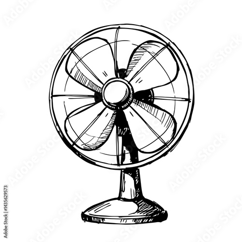 Vintage fan illustration showing detailed design and functionality  
