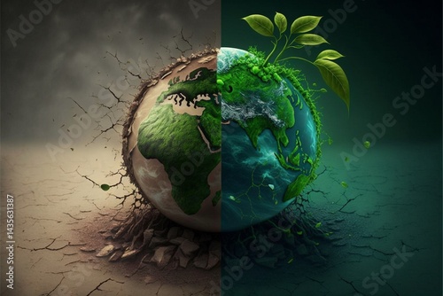Earth Day Environment Day Nature Green Glossy background Images tree and water Photo