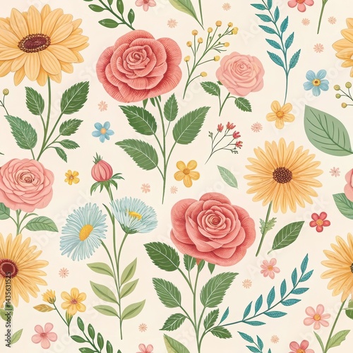 Wallpaper Mural seamless vibrant floral background with a summer feel Torontodigital.ca