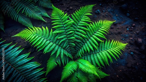 Wallpaper Mural Lush Green Fern Plant on Dark Soil Torontodigital.ca