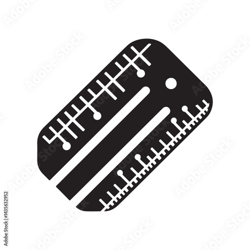 Ruler Silhouette Vector Illustration, Solid White Background.