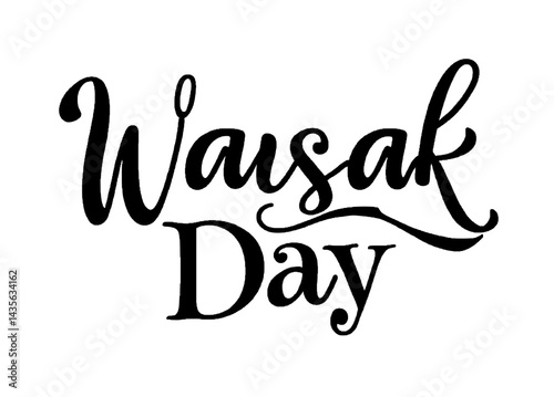 Waisak Day Calligraphy Elegant Black and White Handwritten Lettering
