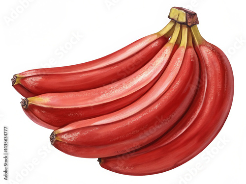 A bunch of tropical red banana isolated on transparent background