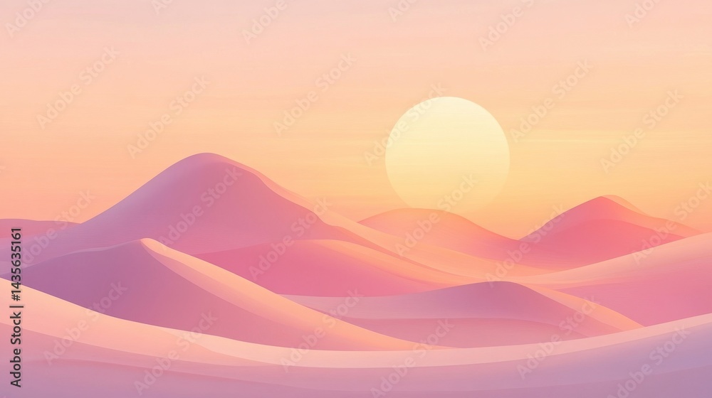 pink desert sunset landscape