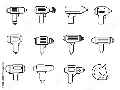 Hammer Drill line art icon creative tool outline