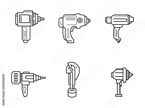 Hammer Drill line art icon minimalist graphic vector