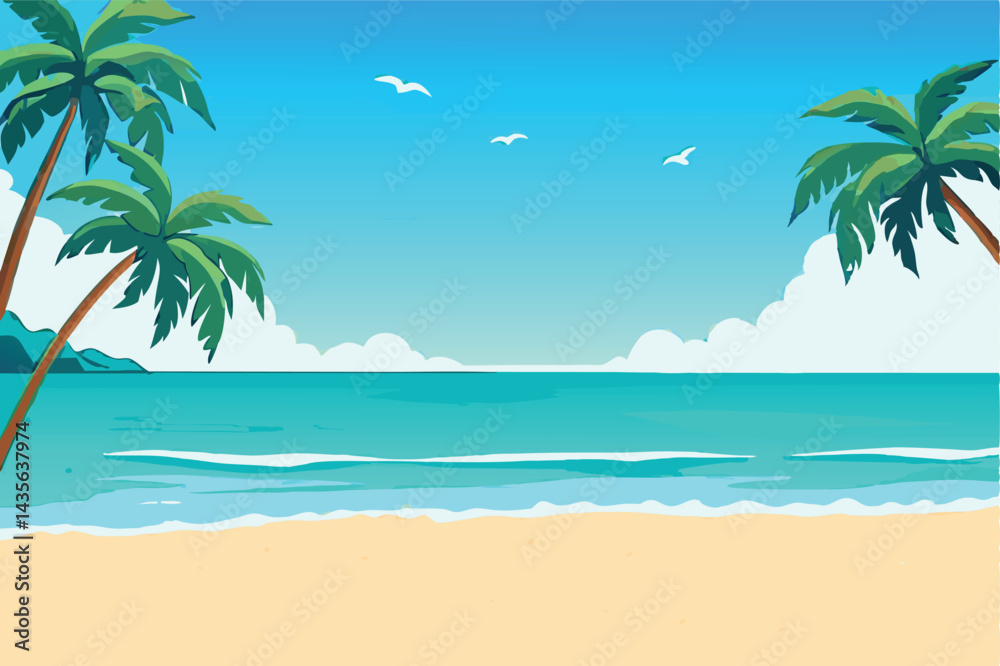 Obraz premium Tropical vibes summer beach vector.