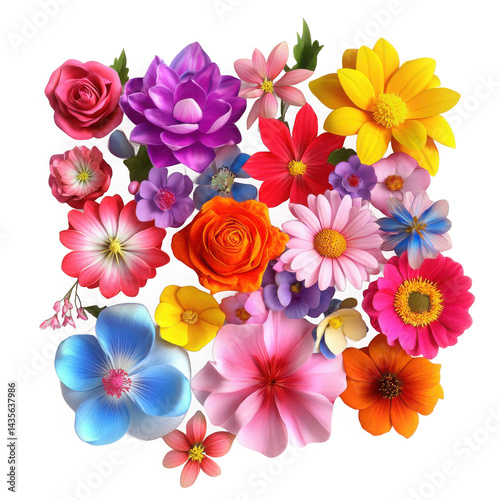 Wallpaper Mural A vibrant collection of assorted colorful flowers arranged closely together in a square formation Torontodigital.ca