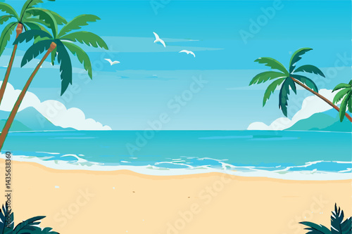 Serene summer beach vector design.