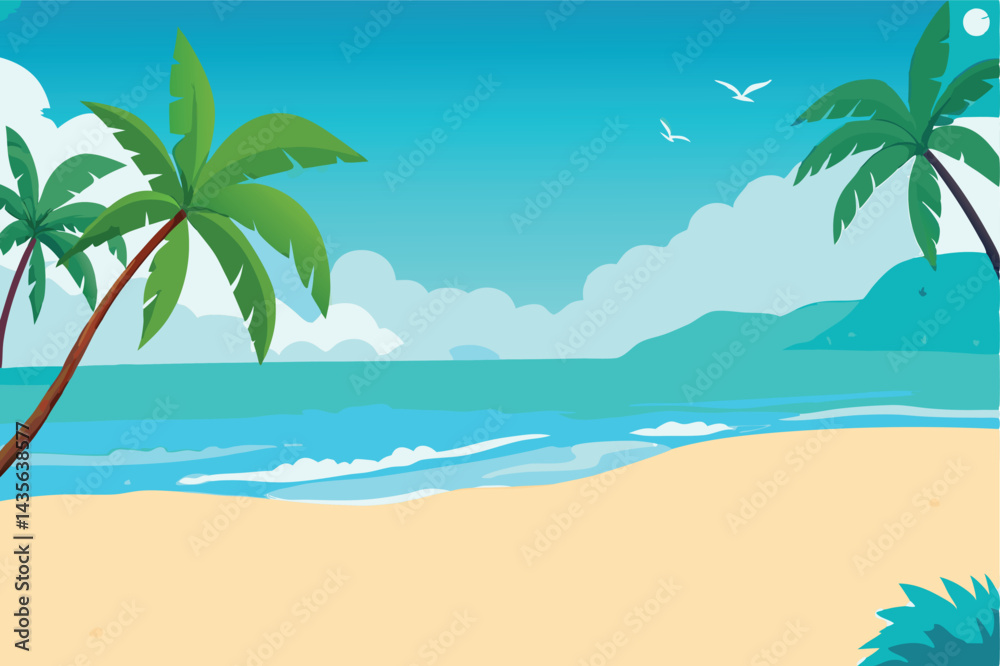 Obraz premium Colorful summer beach vector backdrop.