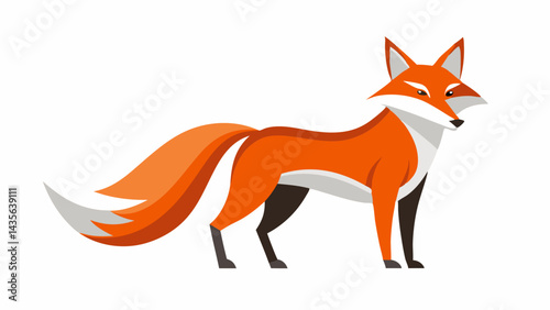A cute, red fox, a wild mammal with white background