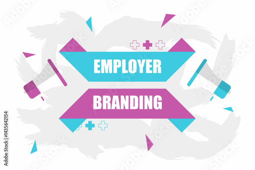 Vector banner. Megaphone with employer branding speech bubble. Loudspeaker. Banner for business, marketing. Banner design vector illustration.