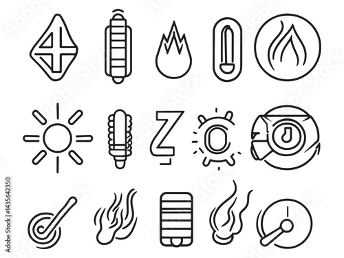 Heat Energy line art icon vector style illustration image
