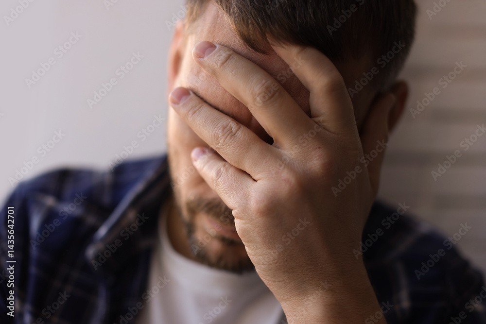 Depressed man at home. Mental health problem Depressed man at home. Mental health problem