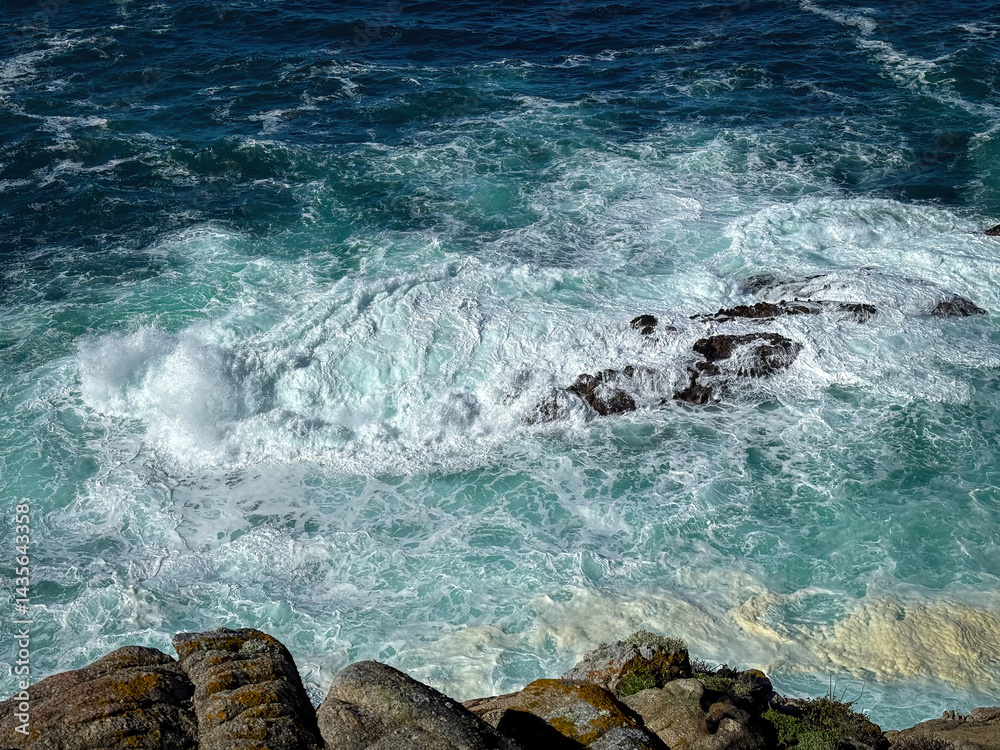 Crashing waves form Pacific Ocean at Point Lobos State Natural Reserve, California, USA