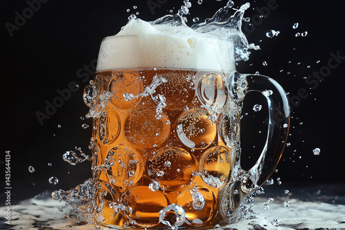 Obraz na płótnie Chilled beer mug splashing with refreshing beverage Generative AI w salonie