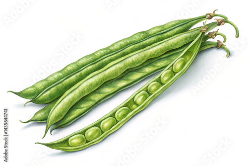 Yardlong bean vegetable isolated on transparent background