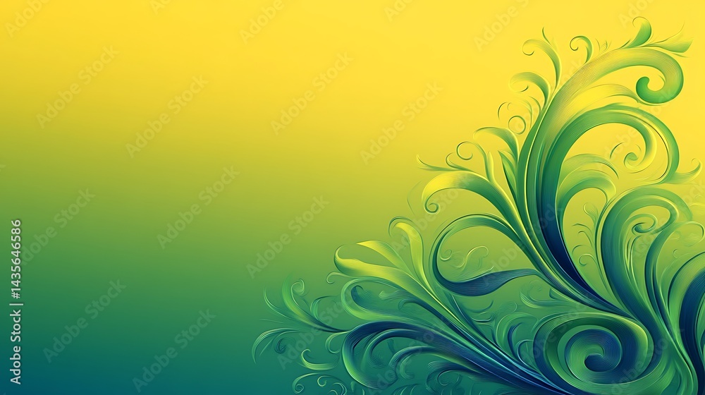 Green Yellow Floral Corner Design. Green Yellow Floral Corner Design.