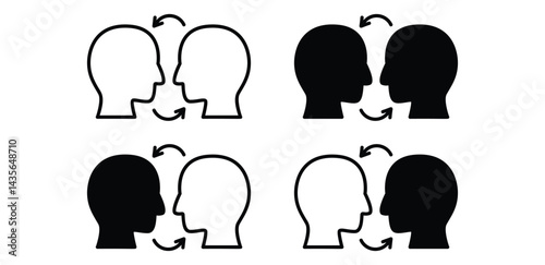 Icons of Depicting Communication and Empathy Black and White Color Vector Design