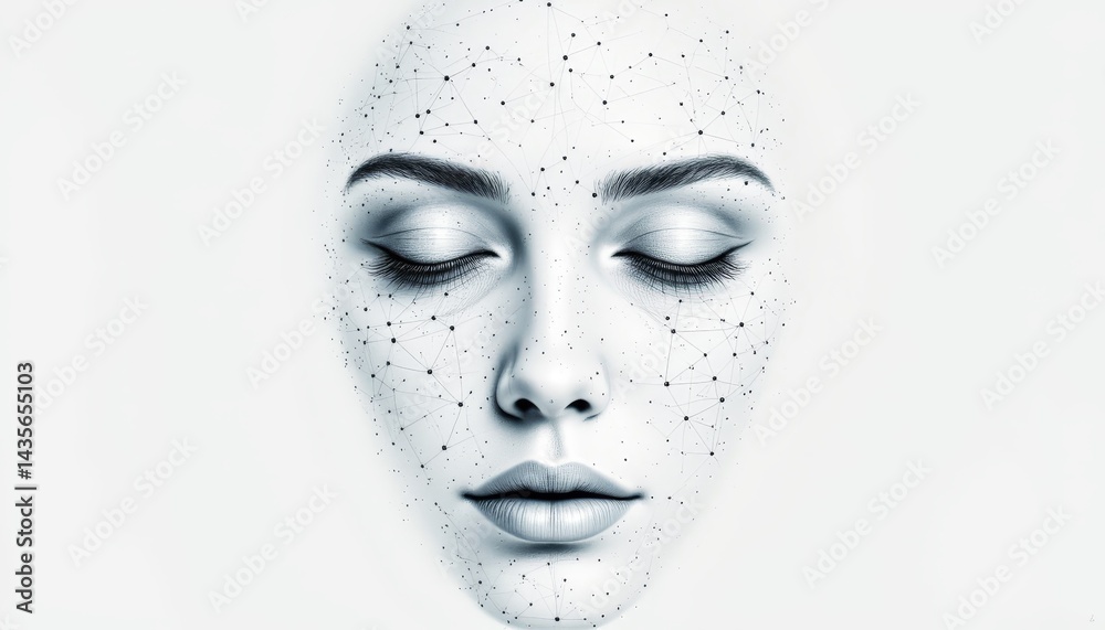 Futuristic woman with digital grid overlay on eyes, a vision of beauty and technology Futuristic woman with digital grid overlay on eyes, a vision of beauty and technology