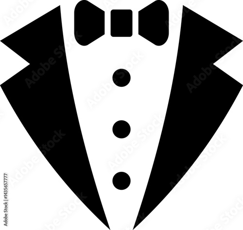 Suit with a bow tie icon in a flat style.