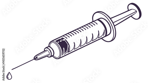 Syringe with Needle and Drop of Liquid
