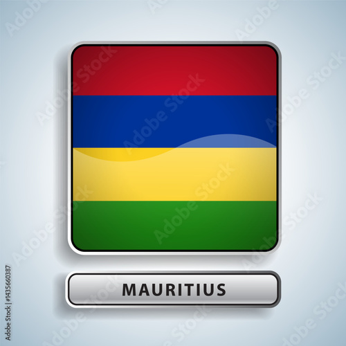 Mauritius flag square button Isolated on color gradient background. Exclusive Icon flag Free Download Mauritius flag square button Isolated on color gradient background. Exclusive Icon flag - GFXLoad