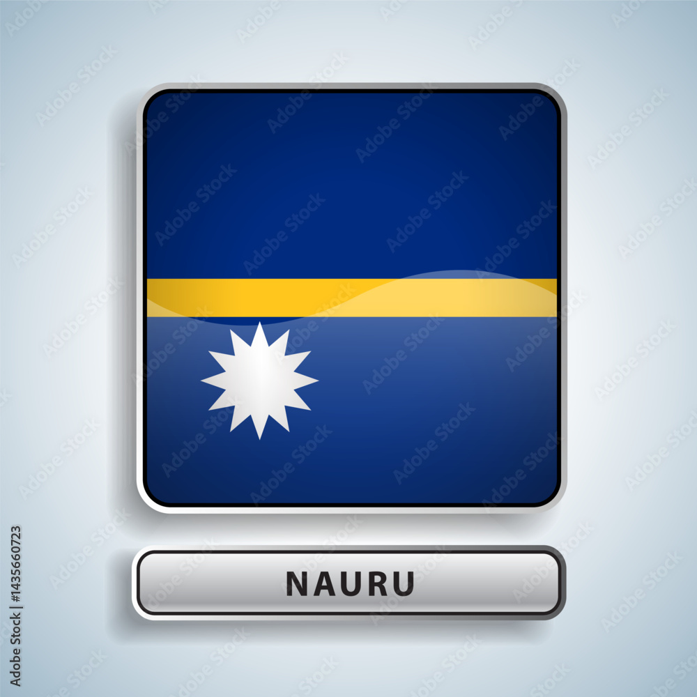 Obraz premium Nauru flag square button Isolated on color gradient background. Exclusive Icon flag