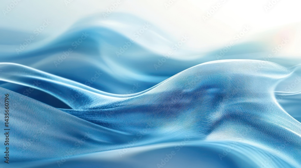Obraz premium Elegant Blue Satin Fabric with Flowing Waves