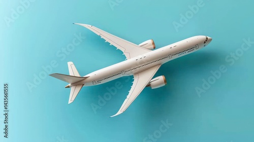 Wallpaper Mural Top view of plane model on blue background Torontodigital.ca