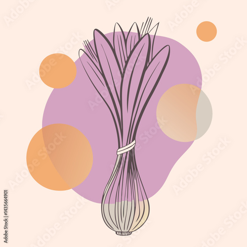 Black silhouette of a leek on a white background 