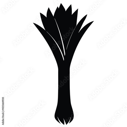 Black silhouette of a leek on a white background 
