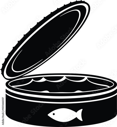 Tuna fish can icon outline illustration. Salmon tuna fish line icon seafood can logo