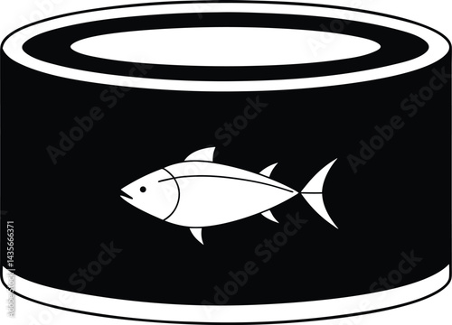 Tuna fish can icon outline illustration. Salmon tuna fish line icon seafood can logo