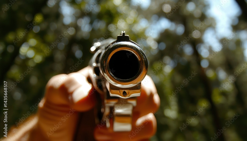 Fototapeta premium Handgun pointed at viewer