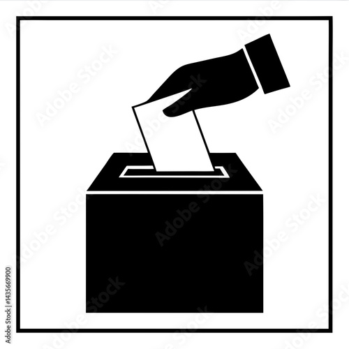 Hand Placing Ballot In Box Symbol For Voting And Elections Concept