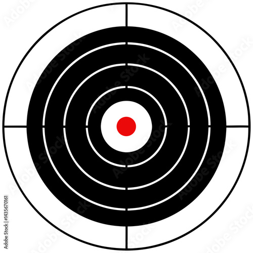 Target With Concentric Black And White Circles With A Red Bullseye