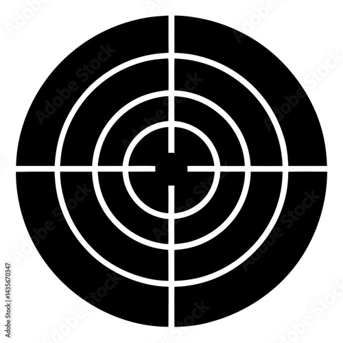 Black And White Target With Concentric Circles And Crosshair Design Illustration