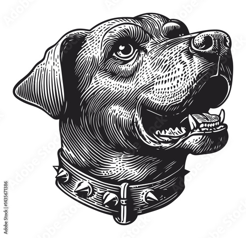 Vintage Woodcut Illustration of a Dog in Classic Style