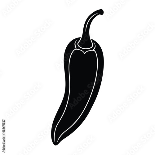  Black silhouette of a chili pepper on a white background 