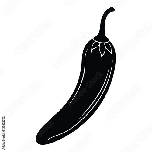  Black silhouette of a chili pepper on a white background 