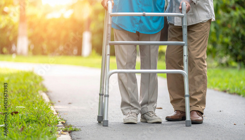 Older senior in need of help with walking and moving around at an elderly age