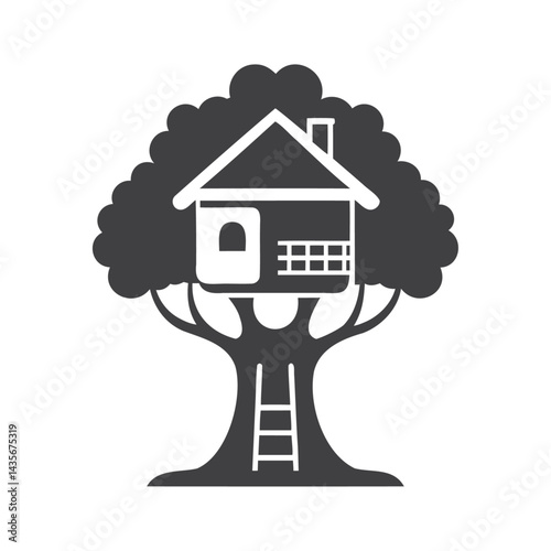 a black treehouse icon design