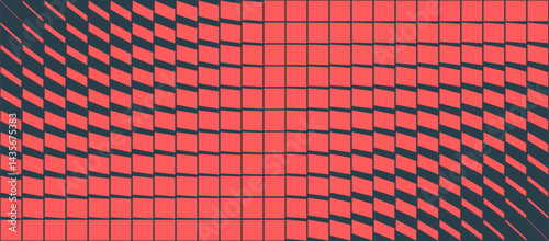 Grid-based vector composition with curved transitions and red-black contrast abstract background. Ideal for creative design, UI backdrops, music visuals and motion-themed tech concepts. Wide wallpaper