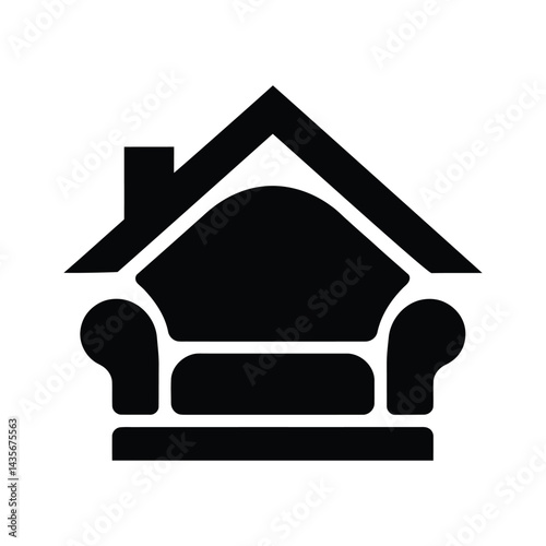 Cozy Home with a Comfortable Sofa, Comfortable Living Room Sofa Icon for Home Design